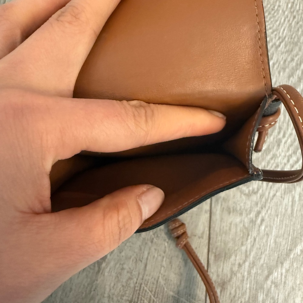 Authentic  Celine Triomphe Canvas Lambskin Phone Pouch With Flap - Picture 10 of 10